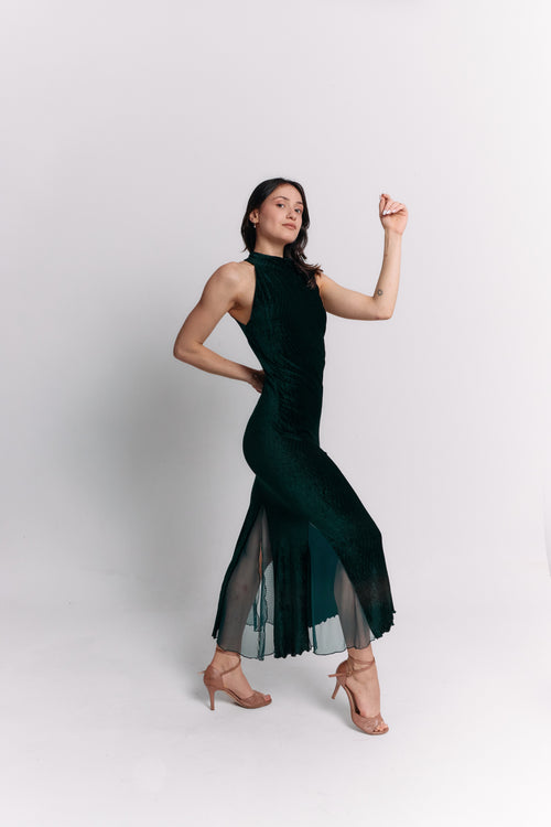 Dark Green Halter Maxi Dress