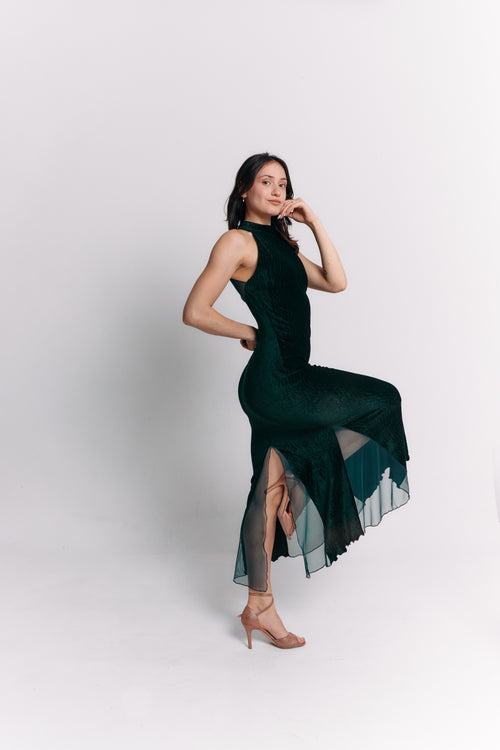 Dark Green Halter Maxi Dress