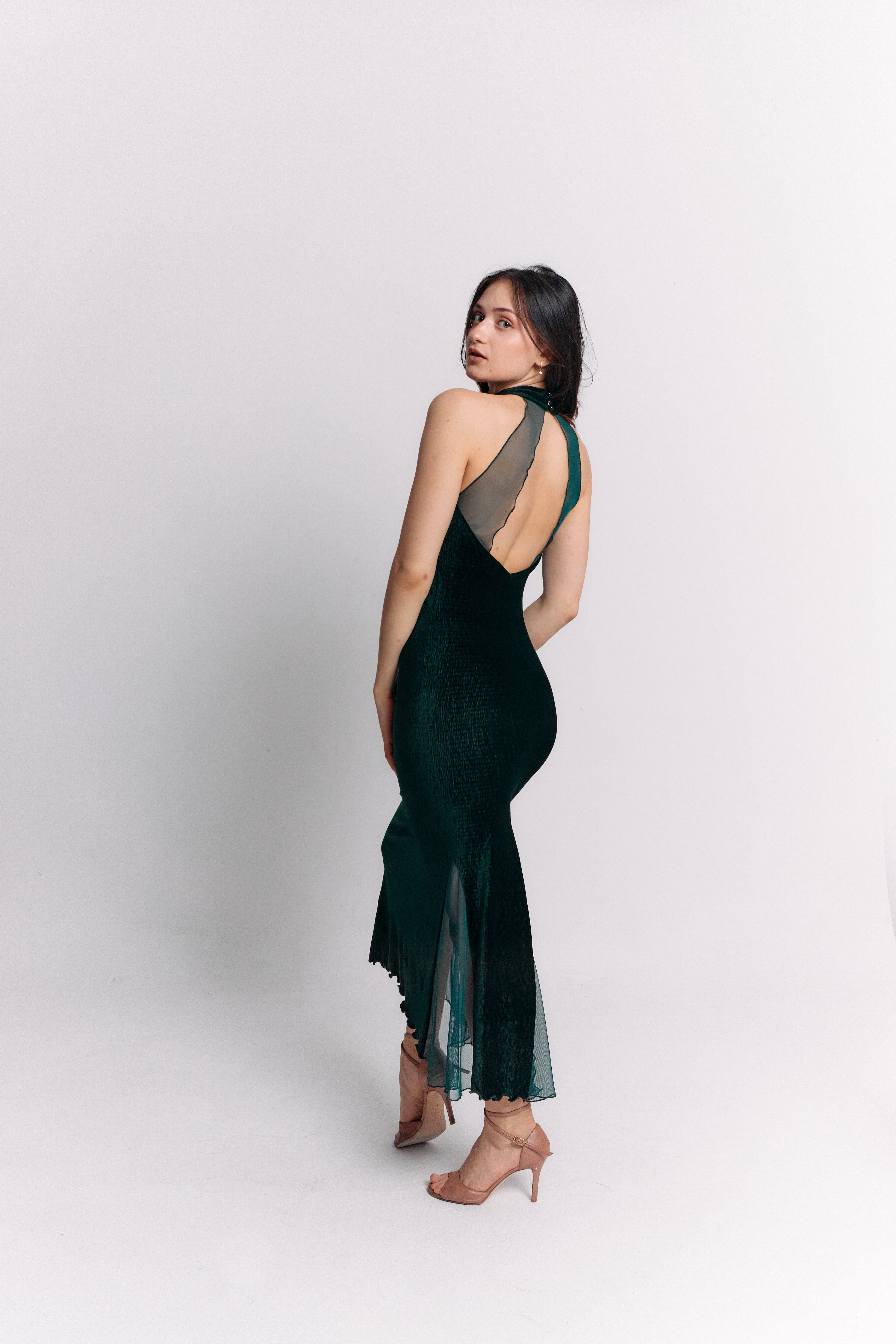 Dark Green Halter Maxi Dress