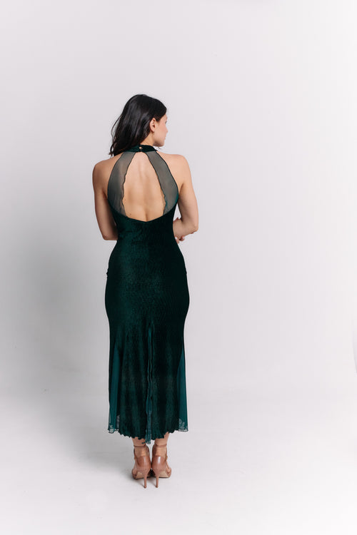 Dark Green Halter Maxi Dress